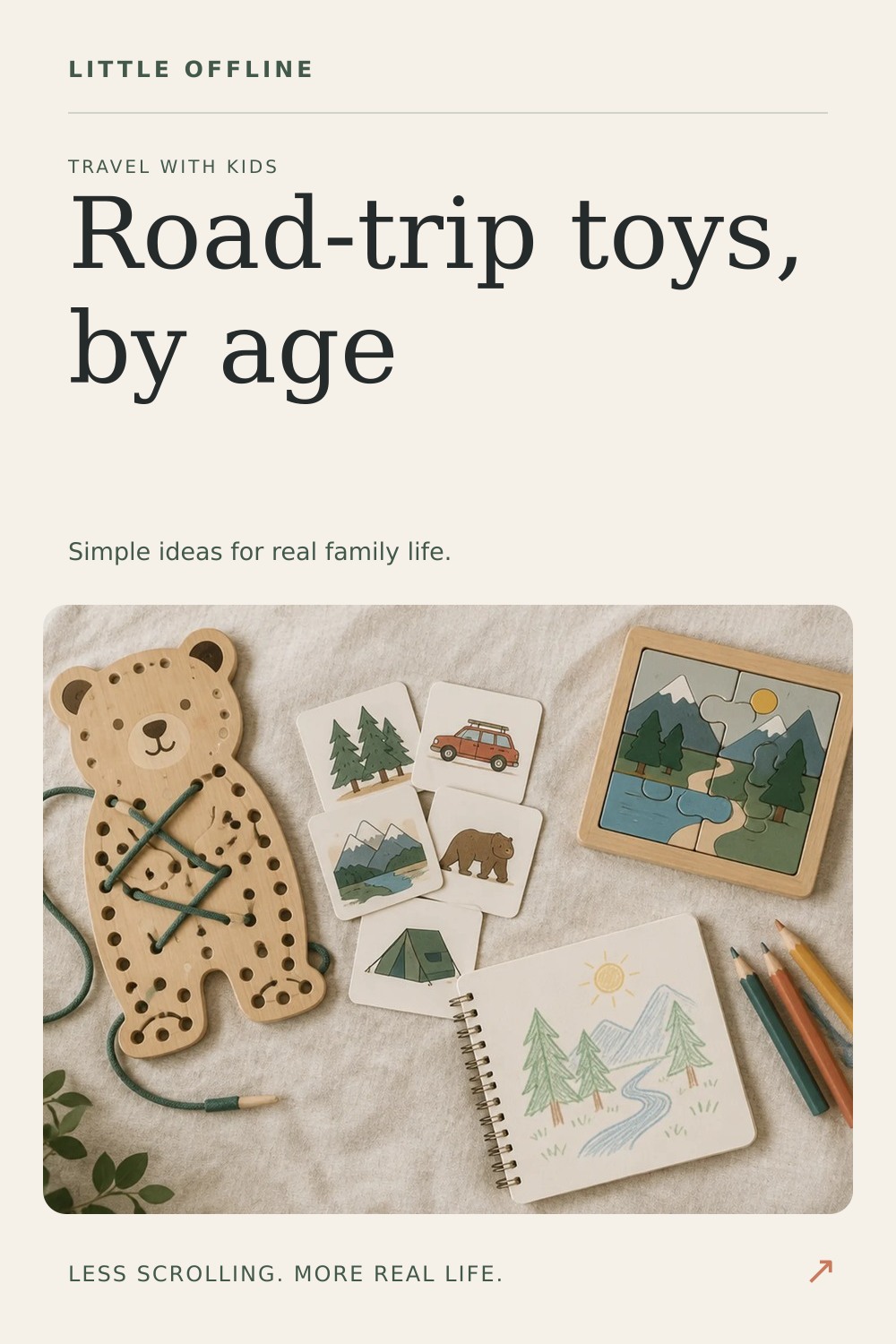 Pinterest graphic: Best Road Trip Toys by Age